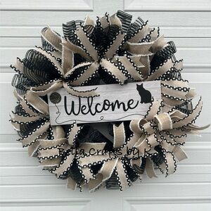 Purr-Fect deco mesh handmade wreath. Stunning door decor!